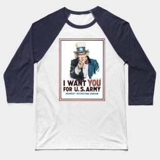 Vintage Patriotic Uncle Sam I Want YOU for US Army WWI Recruiting Poster Art Baseball T-Shirt